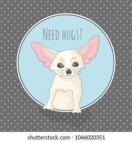 Cute little fennec fox for card or poster