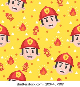 Cute little firefighter pattern illustrations