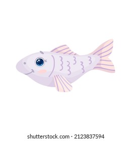Cute little fish character.Cartoon vector graphic.
