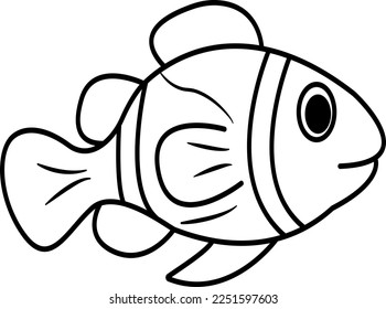 Cute little fish for coloring book. Fish vector illustration isolated on white background
