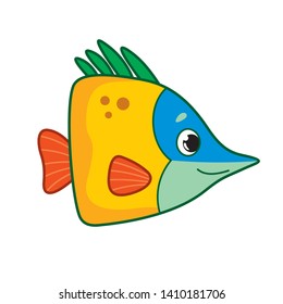 Cute little fish. Vector cartoon fish. Vector illustration for children