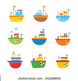 Cute Little Fishing Boat Vector