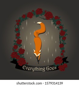 cute little fix in floral frame full of roses vector illustration, motivational quote