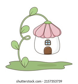 cute little flower house, vector