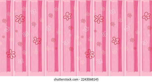 linda flor pequeña línea rosa azúcar barba vector de fondo