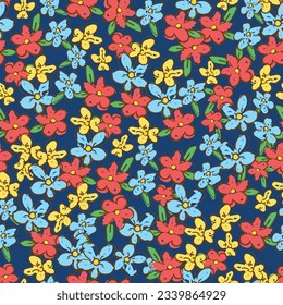 Cute little flowers background seamless pattern vector illustration 