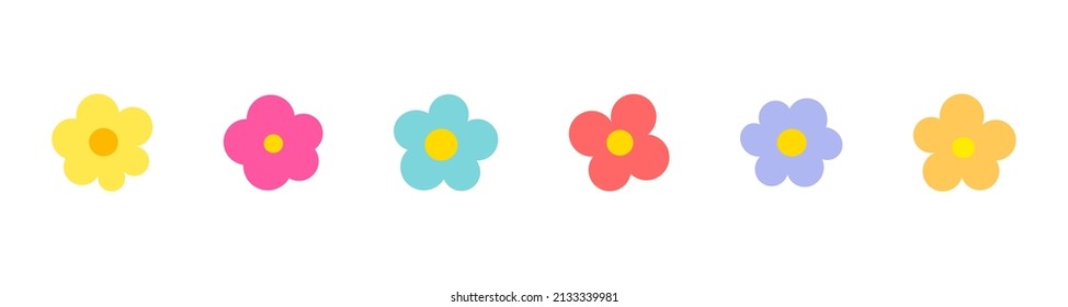 Cute little flowers icons set. Vector illustration.