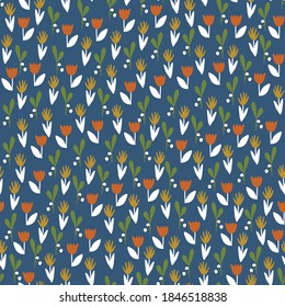 Patrón de pequeñas flores en un fondo azul