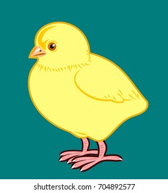 A cute little fluffy yellow chicken. Children's themes
