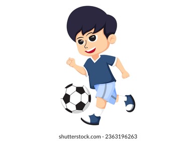 Cute Little Football Player Character Illustration