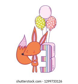 cute and little fox with balloons helium