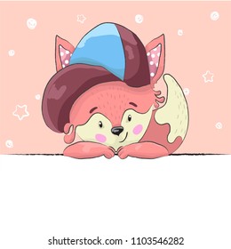 Cute little Fox in a baseball cap