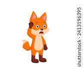 Cute Little Fox Cartoon Character. Worried Fox Standing Hand on Head Vector Illustration