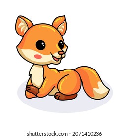 Cute little fox cartoon lying down