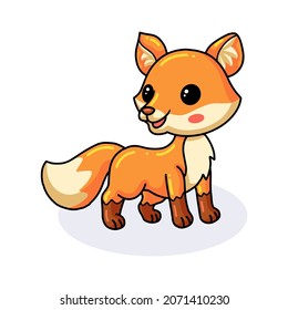 Cute little fox cartoon posing