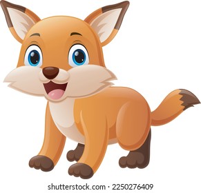 Cute little fox cartoon posing