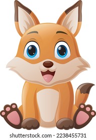 Cute little fox cartoon sitting