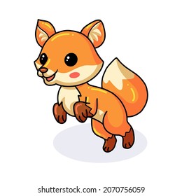 Cute little fox cartoon standing