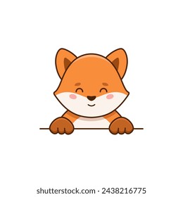 Cute little fox in cartoon style. Vector flat illustration