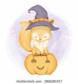 Cute Little Fox Celebrate Halloween