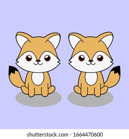 
Cute little fox character that is cartoon on a white background print