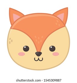 cute little fox face animal cartoon vector illustration