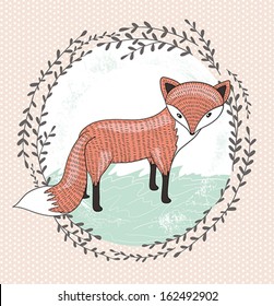 Cute little fox illustration for children.