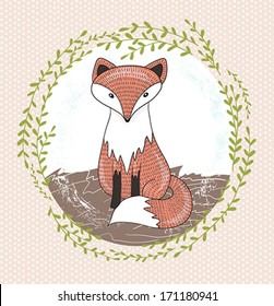 Cute little fox illustration for children.