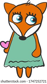 Cute little fox , illustration, vector on white background