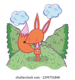 cute and little fox in the landscape