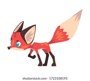 Cute Little Fox, Lovely Blue Eyed Wild Forest Animal Cartoon Character Vector Illustration