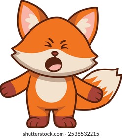 Cute Little Fox with Mouth Open Illustration