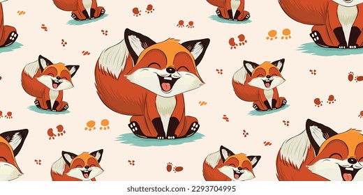 Cute little fox seamless pattern vector for kids children book illustration