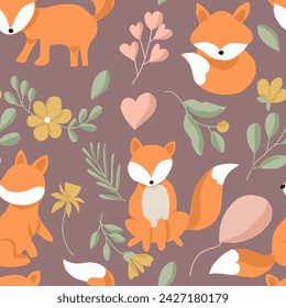 Cute Little Fox Seamless Pattern