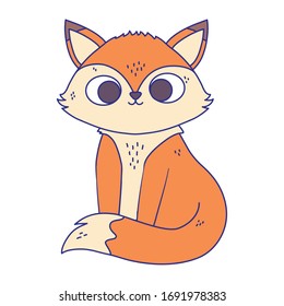 cute little fox sitting animal cartoon isolated icon design vector illustration