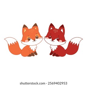 cute little fox sitting with red fox illustration