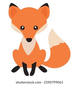Cute little fox vector cartoon illustration