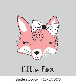 cute little fox vector illustration, T-shirt graphics design