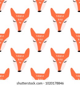 Cute Little Fox Vector Seamless Pattern 