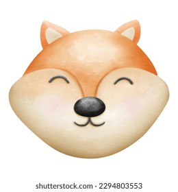 Cute little fox watercolor vector illustration design.