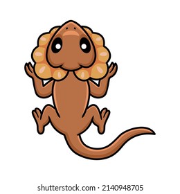 Cute little frilled lizard cartoon