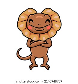 Cute little frilled lizard cartoon standing