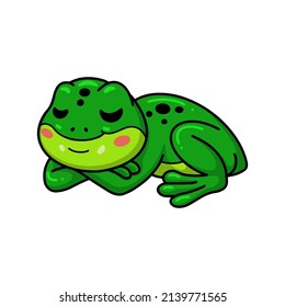 Cute little frog cartoon sleeping