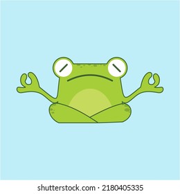 Cute Little Frog Doing Yoga Vector