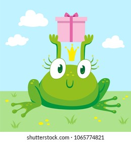 Cute little Frog with present