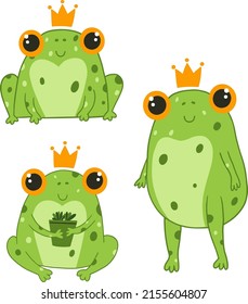 Cute little frog prince with yellow eyes