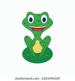 Cute little frog is sitting. isolated on white background. In cartoon style. Vector illustration.