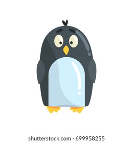 Cute little funny penguin chick character vector Illustration