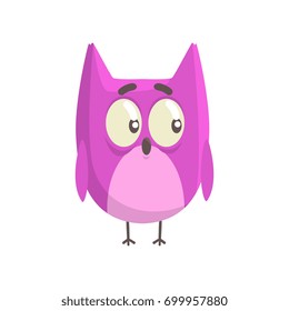 Cute little funny purple chick bird standing colorful character vector Illustration