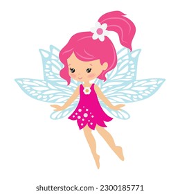 Cute little garden fairy vector cartoon illustration